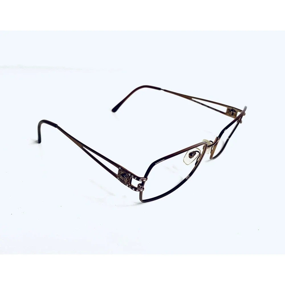 Versace Copper Metal Rectangular Glasses Medusa Temple Italy MOD1114 54 18 130
